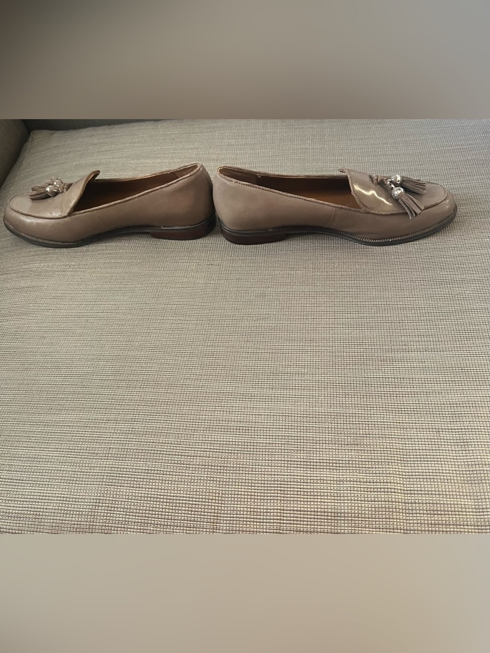 LAUREN Ralph Lauren Taupe Leather Tassel Loafers - Picture 3 of 5